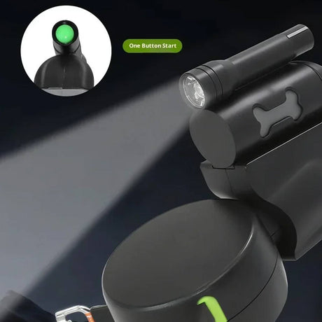 Retractable dual dog leash with swivel connector in black and grey – product view 10