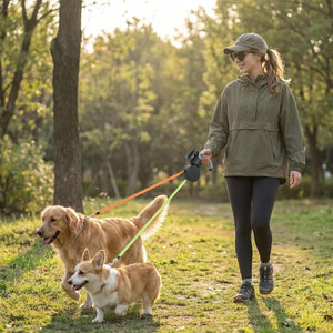 Dual Dog Leash - Retractable One-Leash-Two-Pets Walking Cord