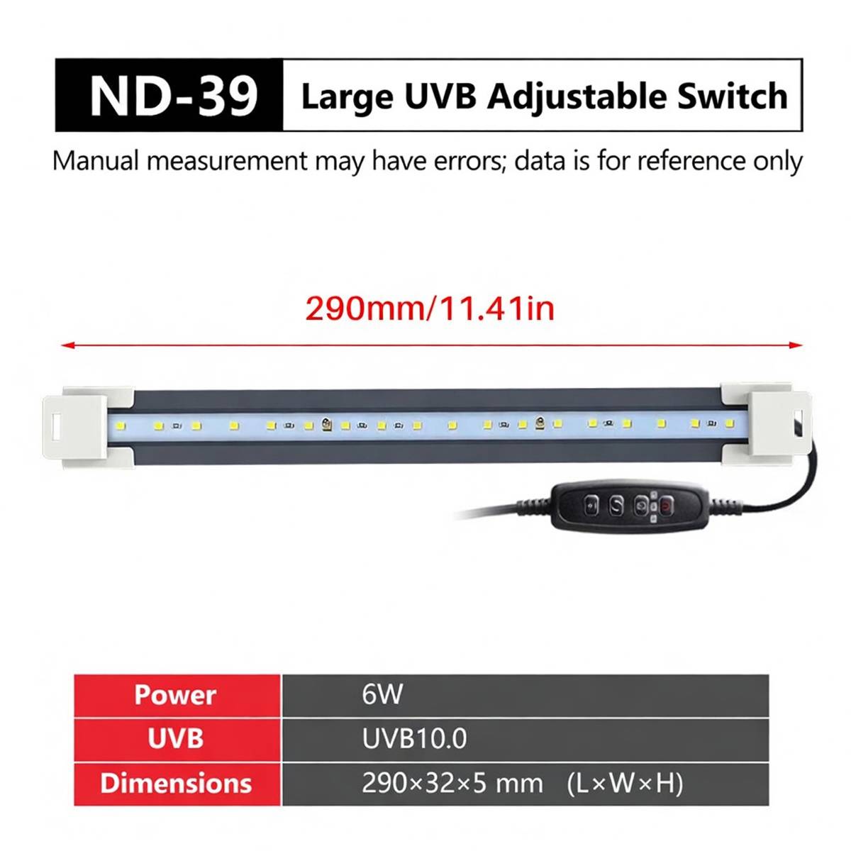 UVB 10.0 LED Reptile Lamp 6W | 3 Lighting Modes UVA + UVB Terrarium Light