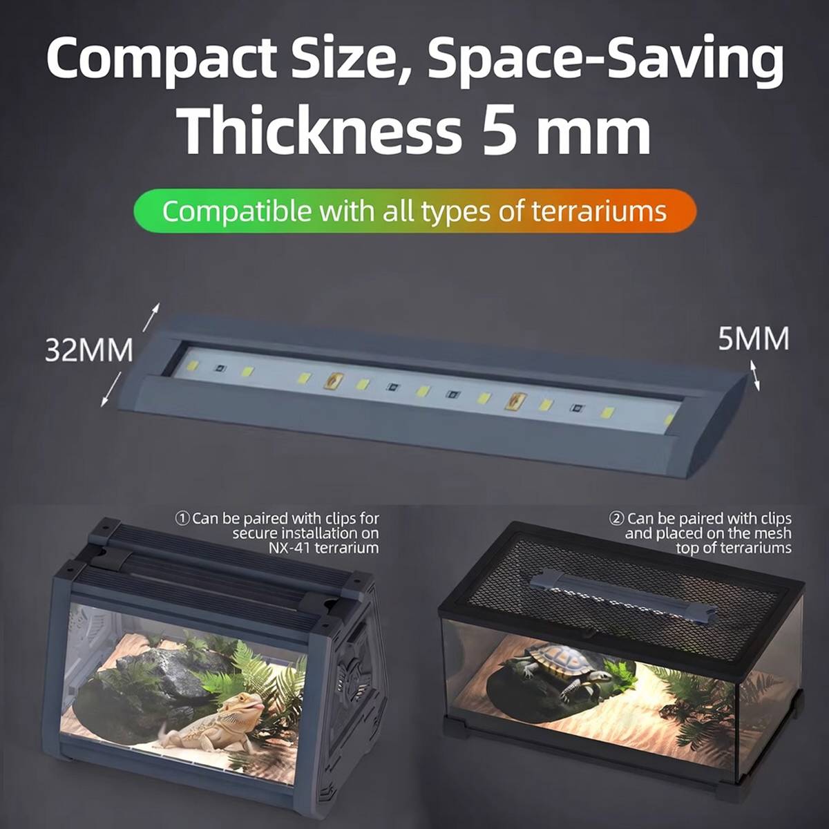 UVB 10.0 LED Reptile Lamp 6W | 3 Lighting Modes UVA + UVB Terrarium Light