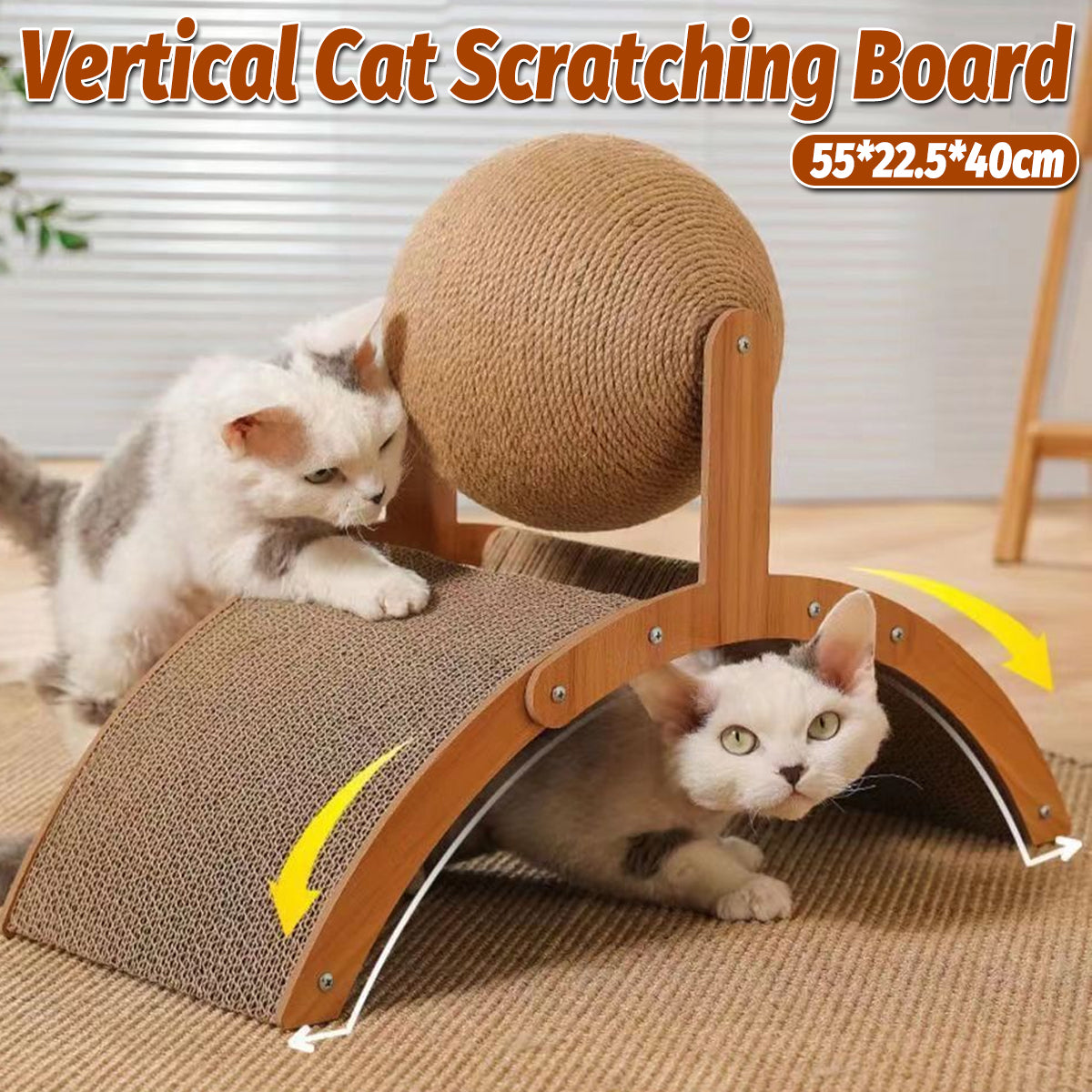 Vertical Cat Scratching Board With Sisal Ball