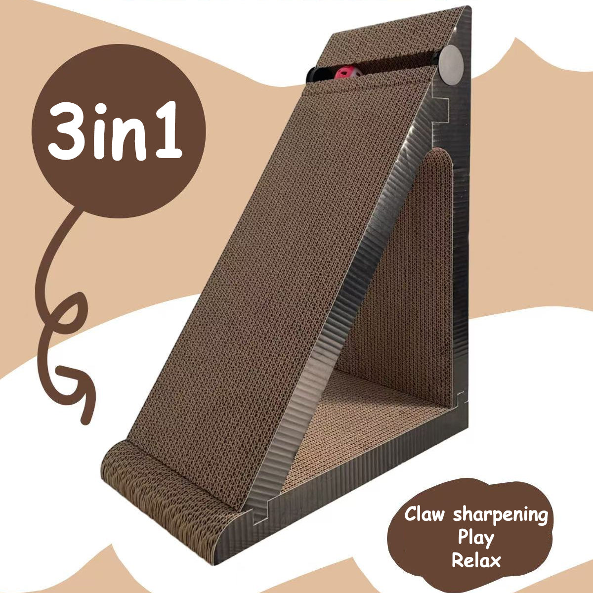 Vertical Cat Scratching Board with Ball Toy and Ramp