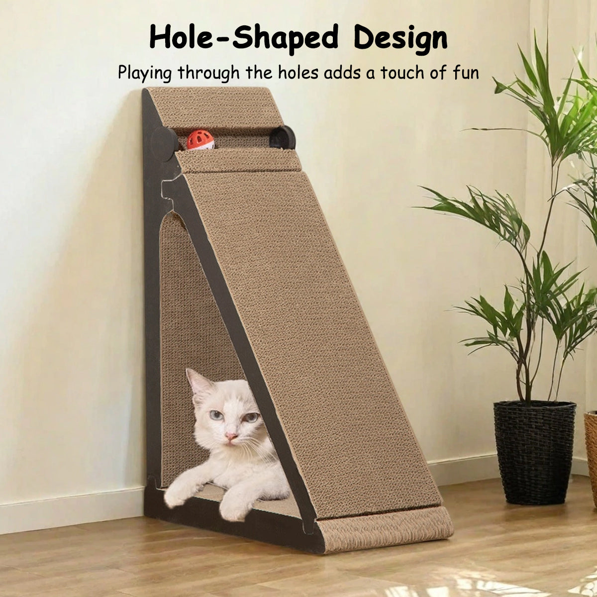 Vertical Cat Scratching Board with Ball Toy and Ramp