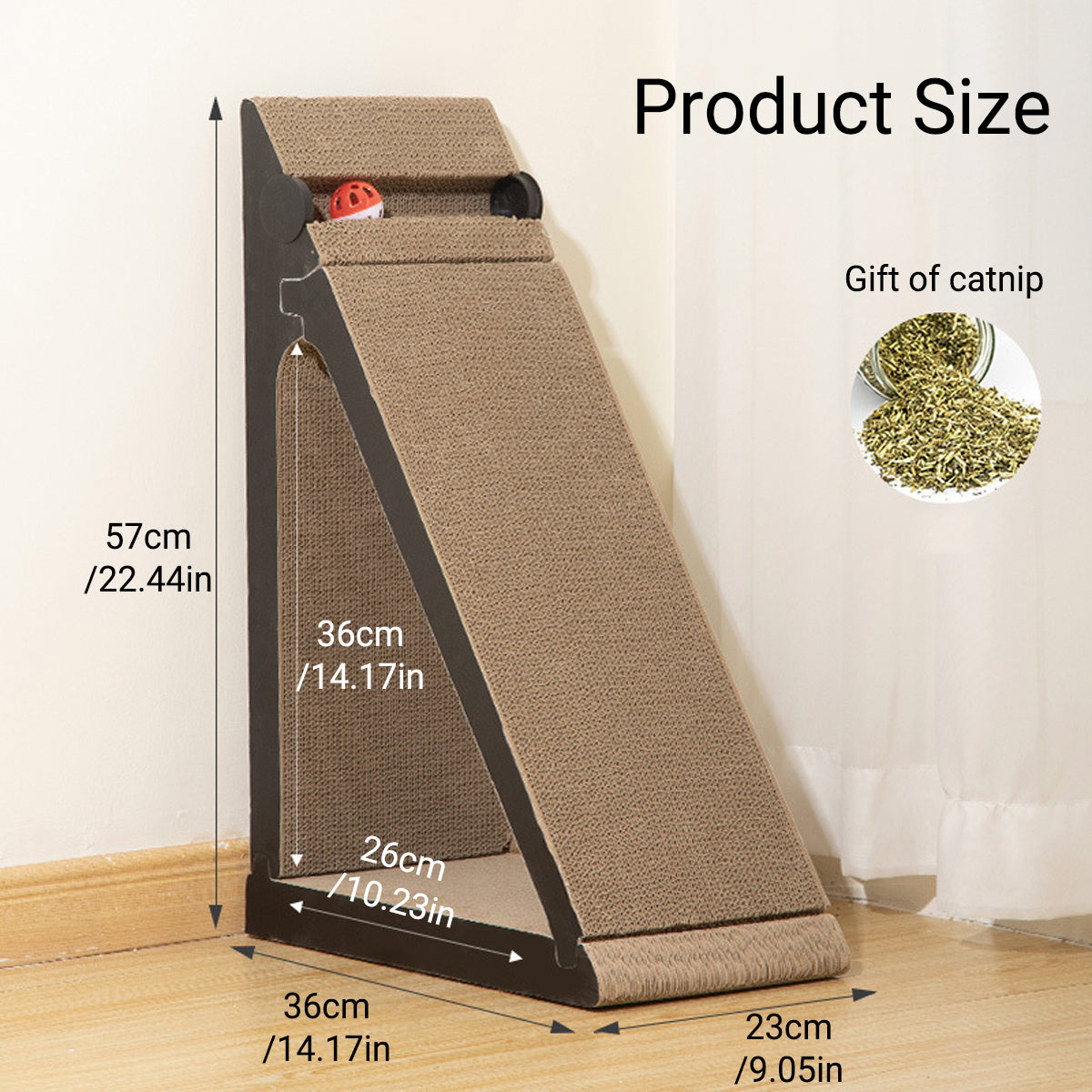 Vertical Cat Scratching Board with Ball Toy and Ramp