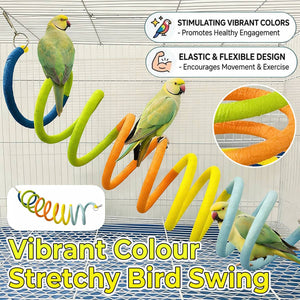 Vibrant Colour Stretchy Spiral Bird Swing Toy for Parrots & Budgies