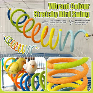 Vibrant Colour Stretchy Spiral Bird Swing Toy for Parrots & Budgies