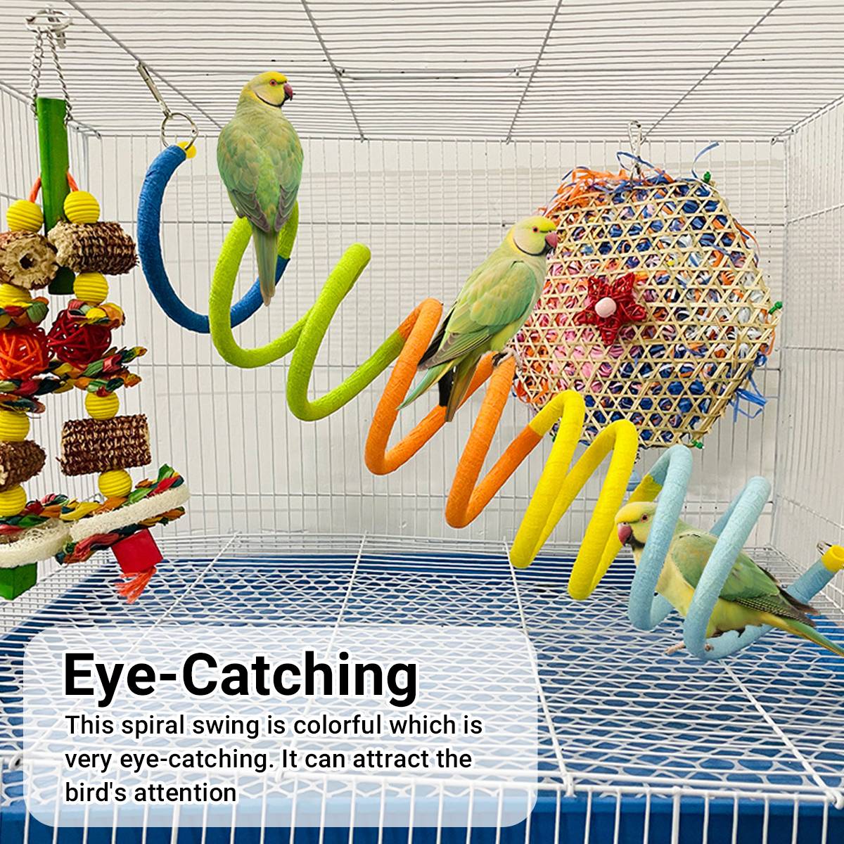 Vibrant Colour Stretchy Spiral Bird Swing Toy for Parrots & Budgies