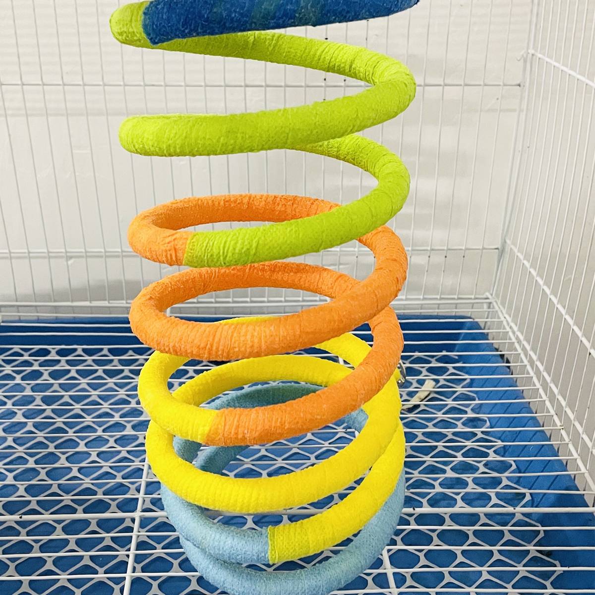 Vibrant Colour Stretchy Spiral Bird Swing Toy for Parrots & Budgies