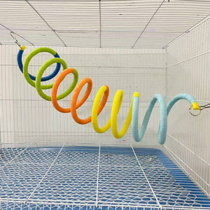 Vibrant Colour Stretchy Spiral Bird Swing Toy for Parrots & Budgies