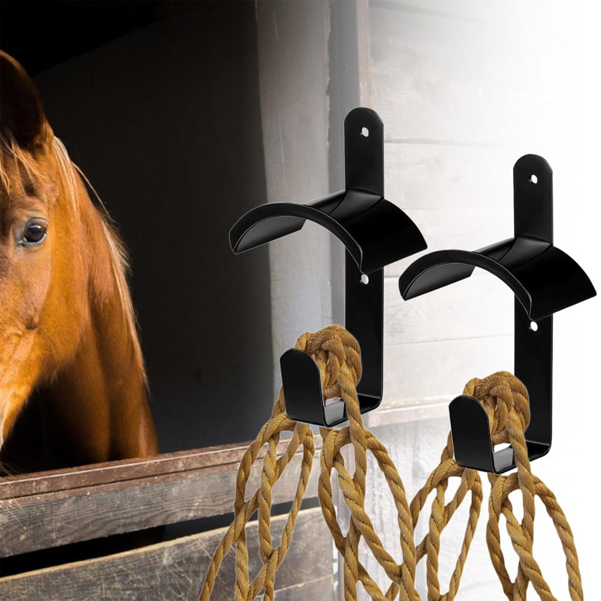 Horse Saddle Rack Wall Hooks Heavy-Duty Iron 2PCS