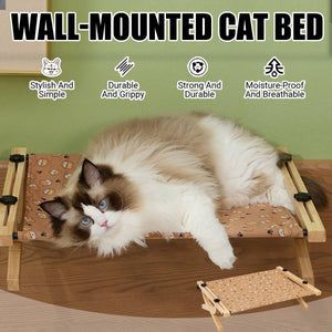 Wakytu Wall Mounted Cat Bed With Solid Wood Frame