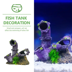 Aquarium Broken Pipe Ornament Resin Fish Tank Decoration