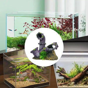 Aquarium Broken Pipe Ornament Resin Fish Tank Decoration