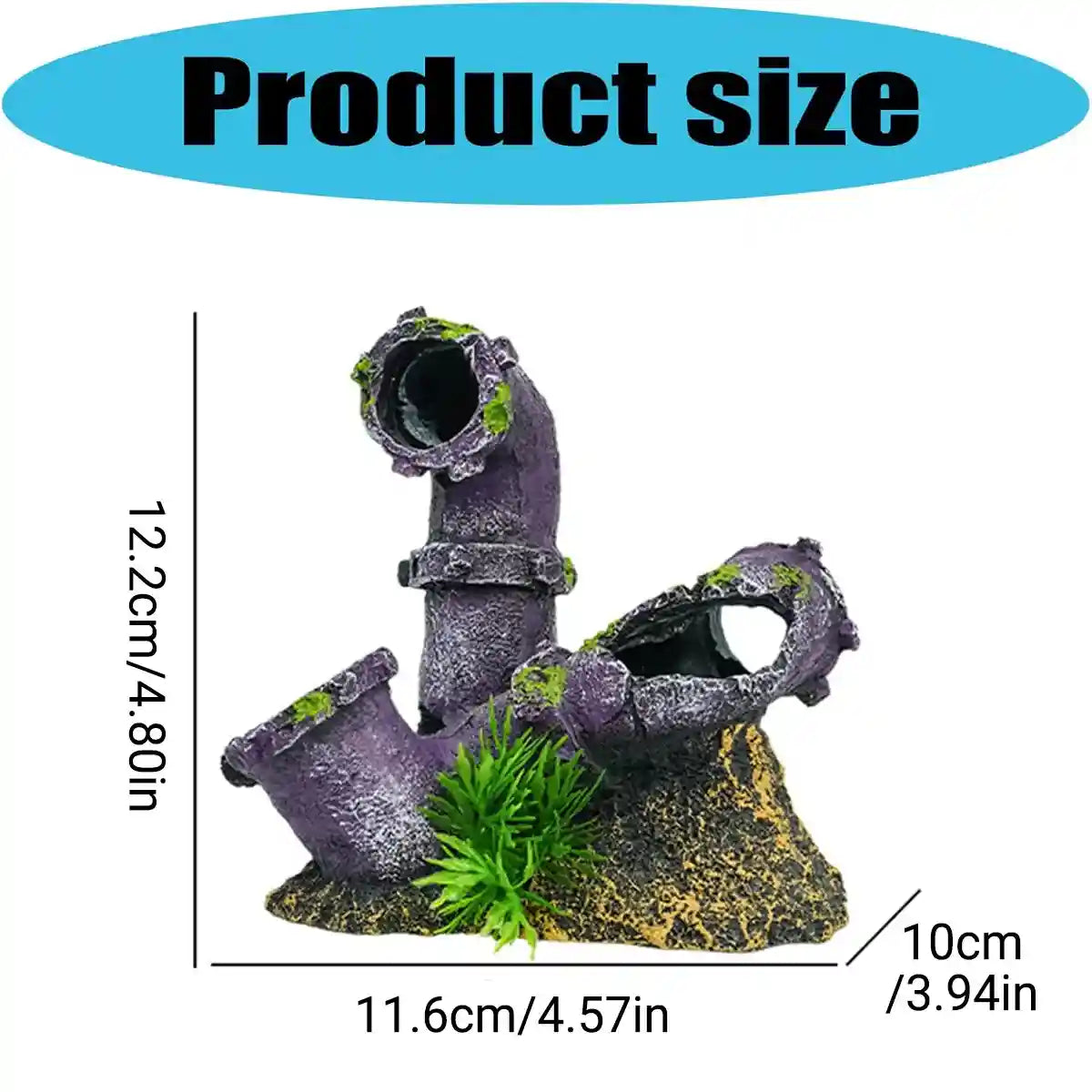Aquarium Broken Pipe Ornament Resin Fish Tank Decoration