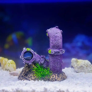 Aquarium Broken Pipe Ornament Resin Fish Tank Decoration