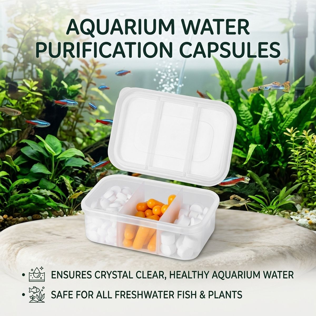 BESSN 3-in-1 Aquarium Water Conditioner Tablets for Fish Tanks
