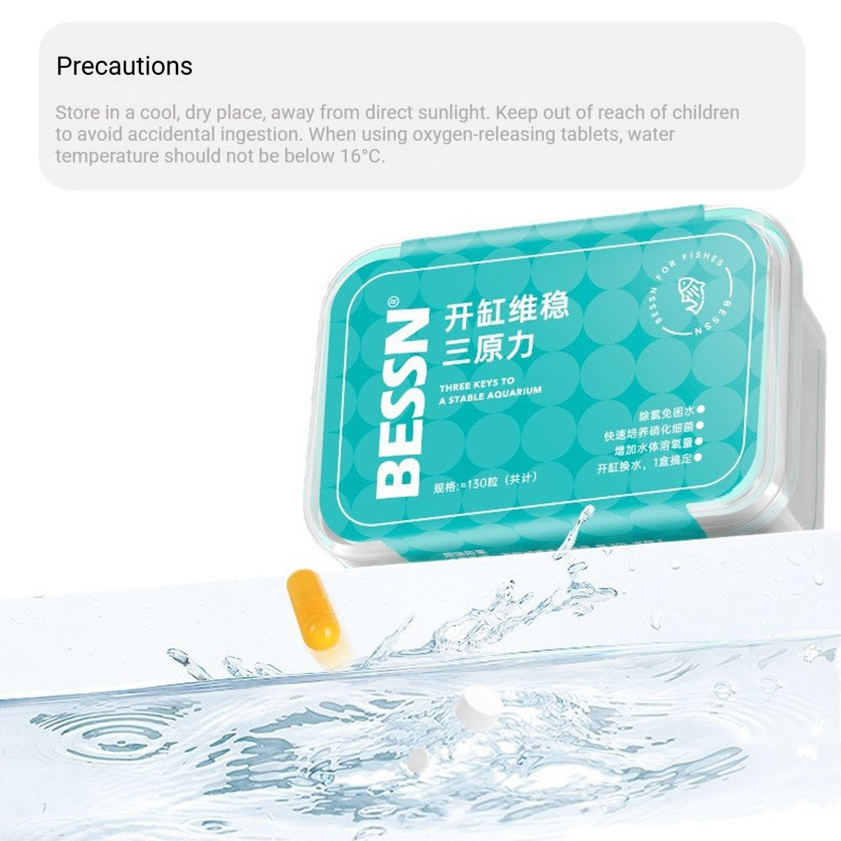 BESSN 3-in-1 Aquarium Water Conditioner Tablets for Fish Tanks