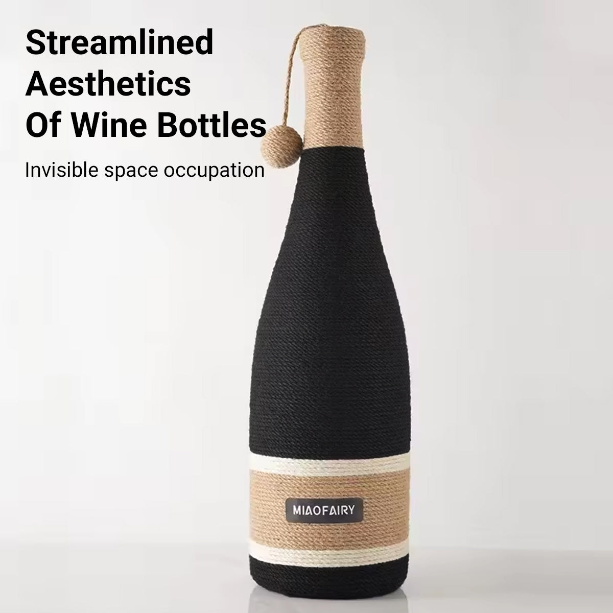 Wine Bottle Shaped Cat Scratching Post Stylish Hemp Rope Toy