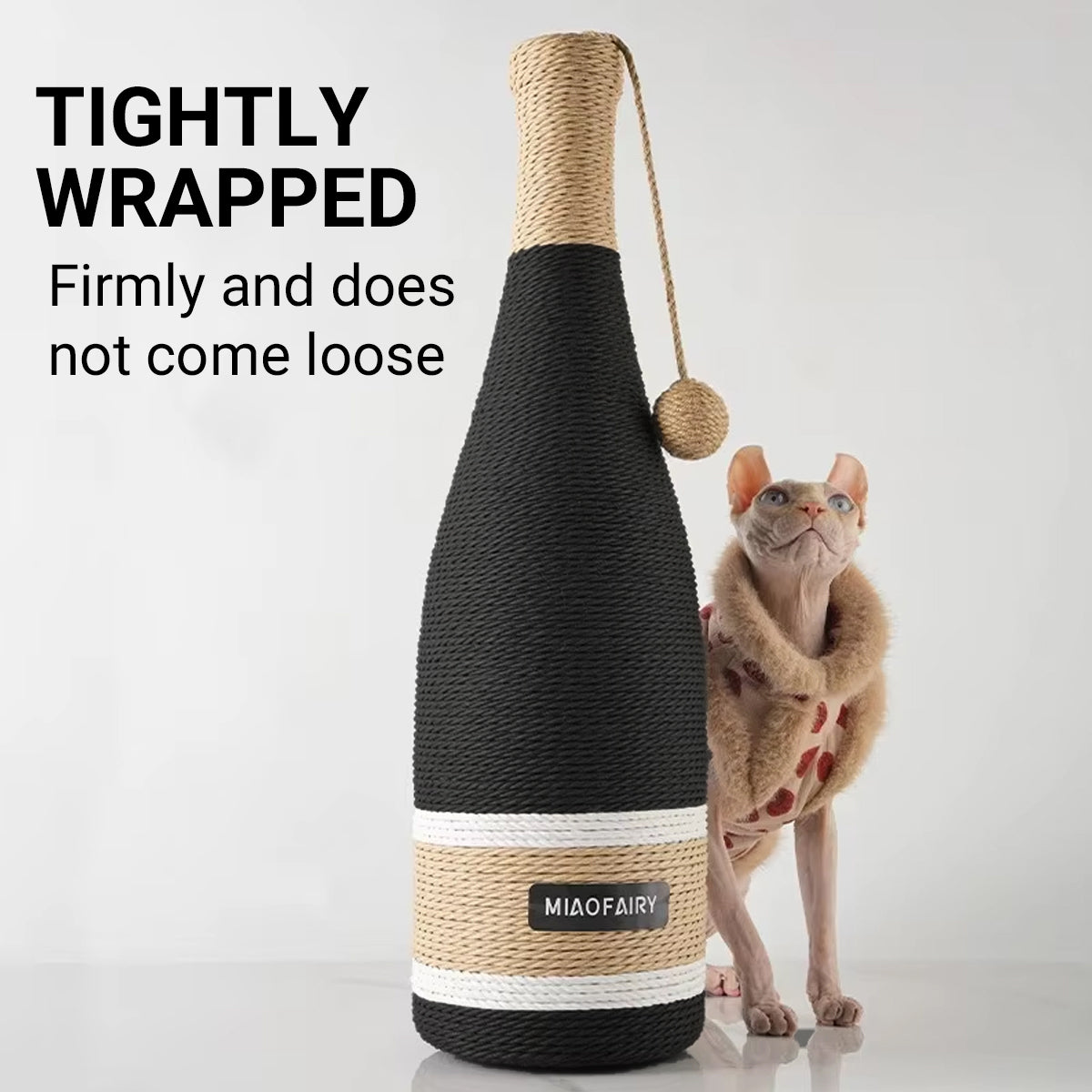Wine Bottle Shaped Cat Scratching Post Stylish Hemp Rope Toy