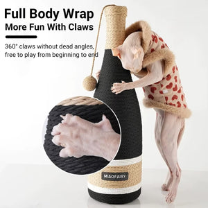 Wine Bottle Shaped Cat Scratching Post Stylish Hemp Rope Toy