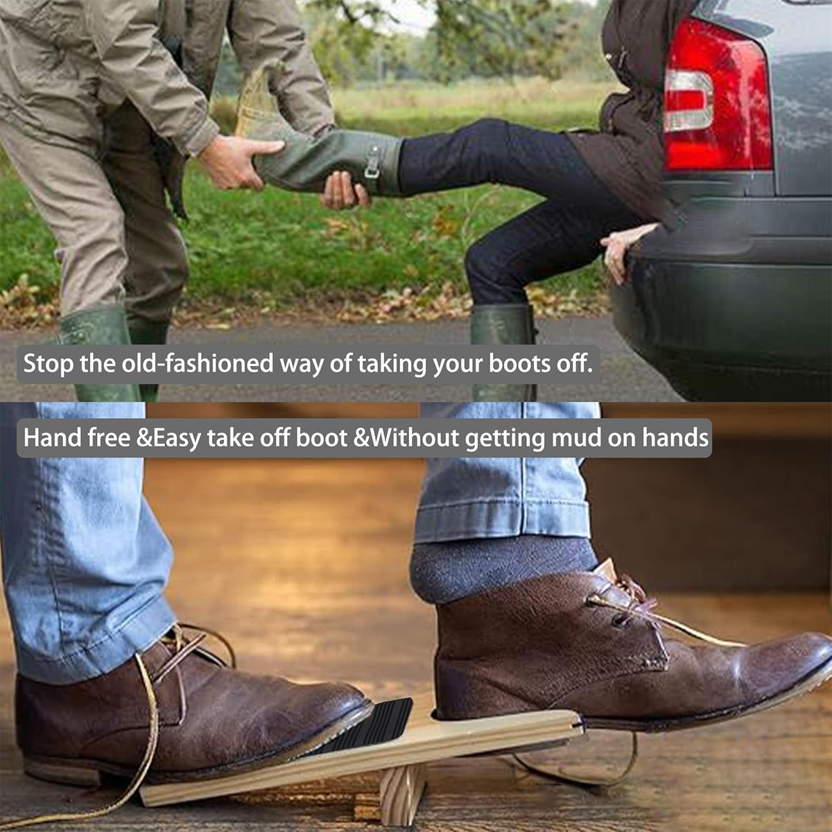 Wooden Boot Jack Remover With Heel Guard