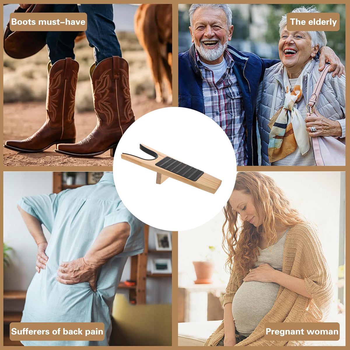 Wooden Boot Jack Remover With Heel Guard