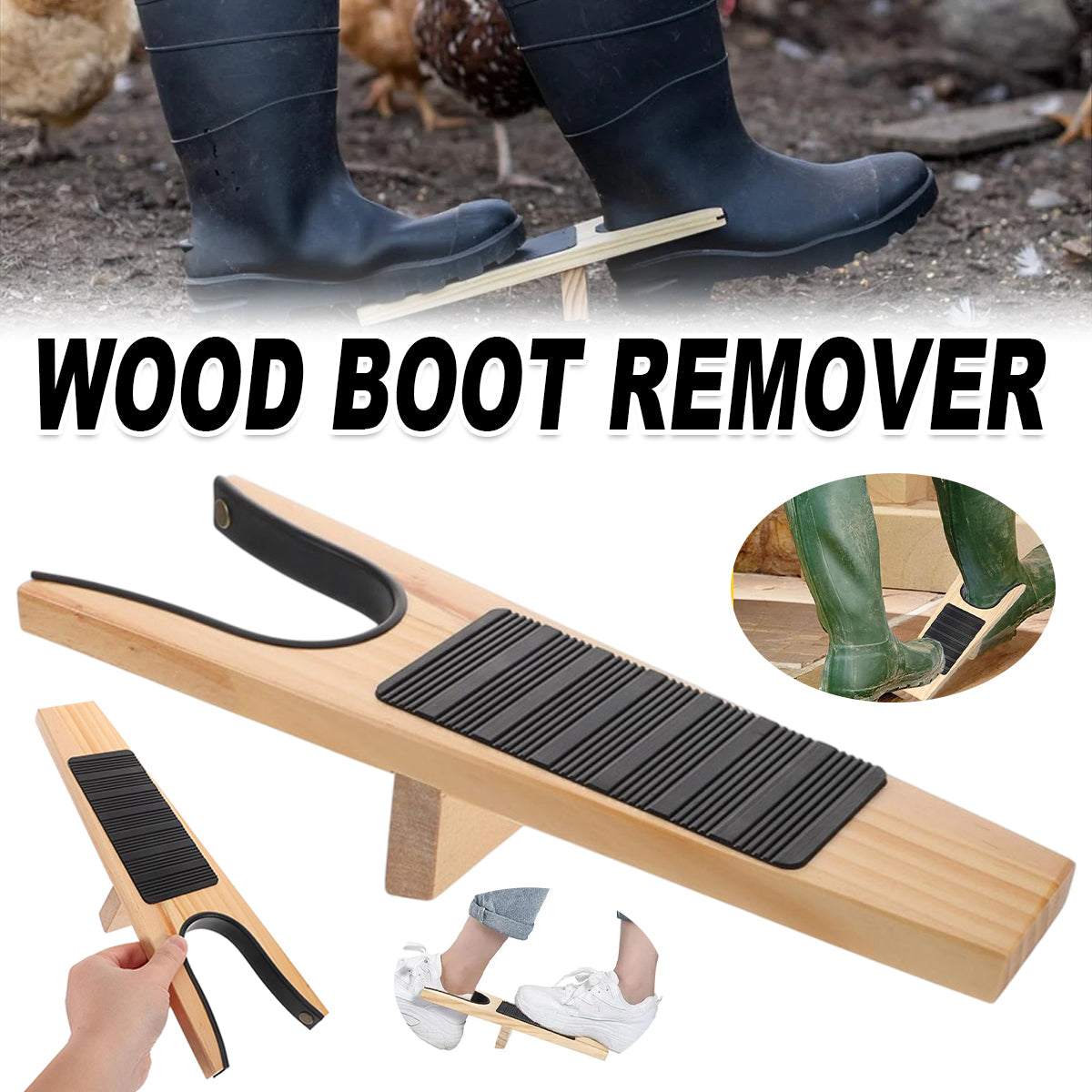 Wooden Boot Jack Remover With Heel Guard
