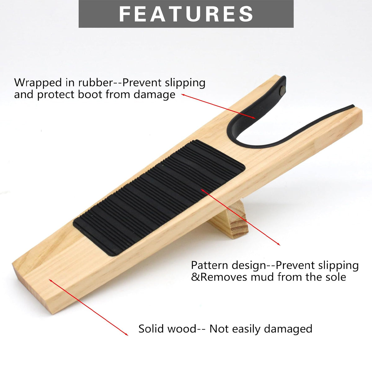 Wooden Boot Jack Remover With Heel Guard