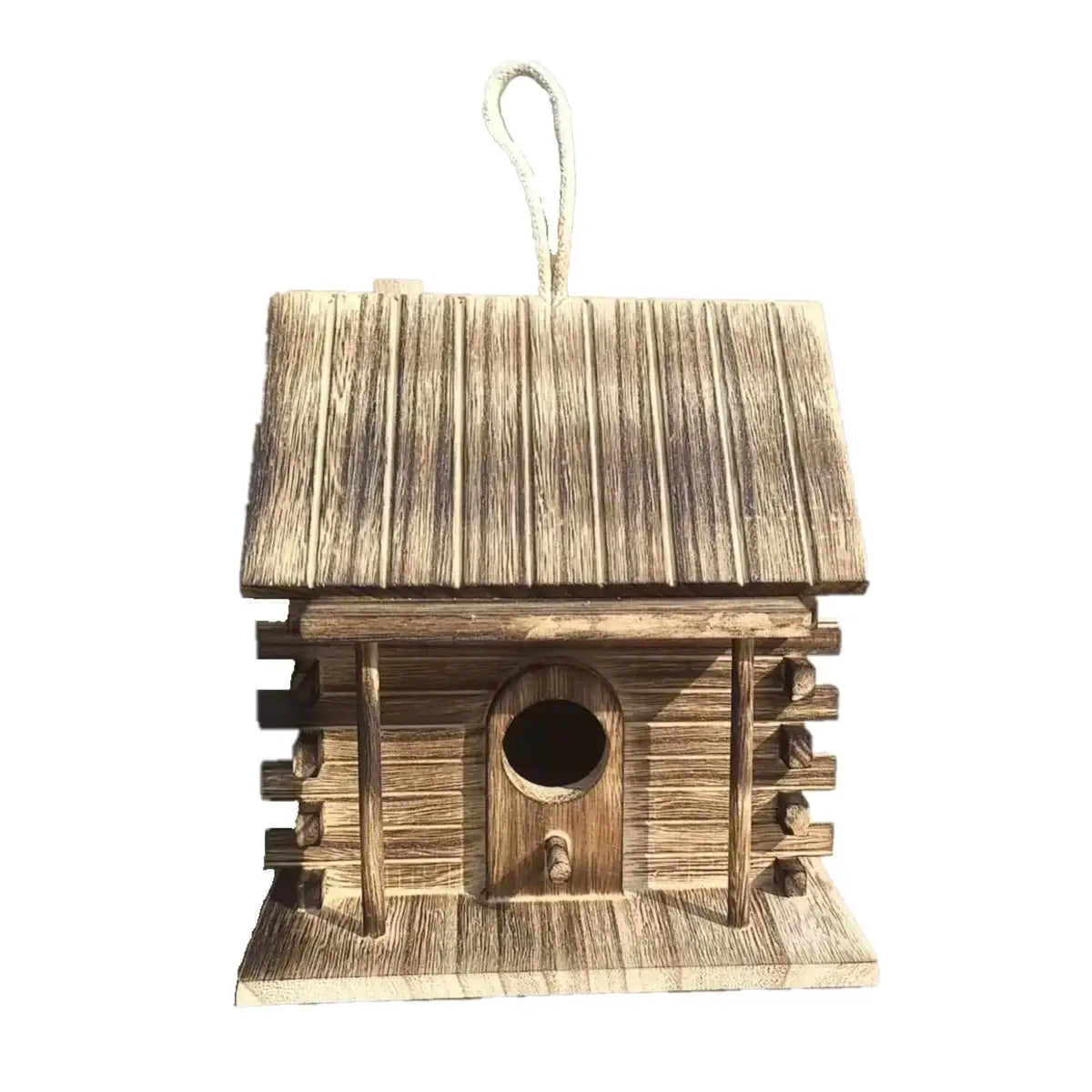 Rustic Hanging Wood Birdhouse for Outdoor Garden Decoration
