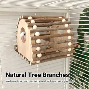 Wooden Bird House for Parrots and Lovebirds