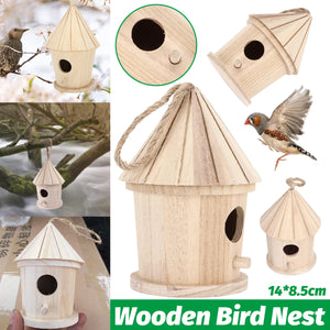 Handcrafted Wooden Bird Nest Hanging Decor