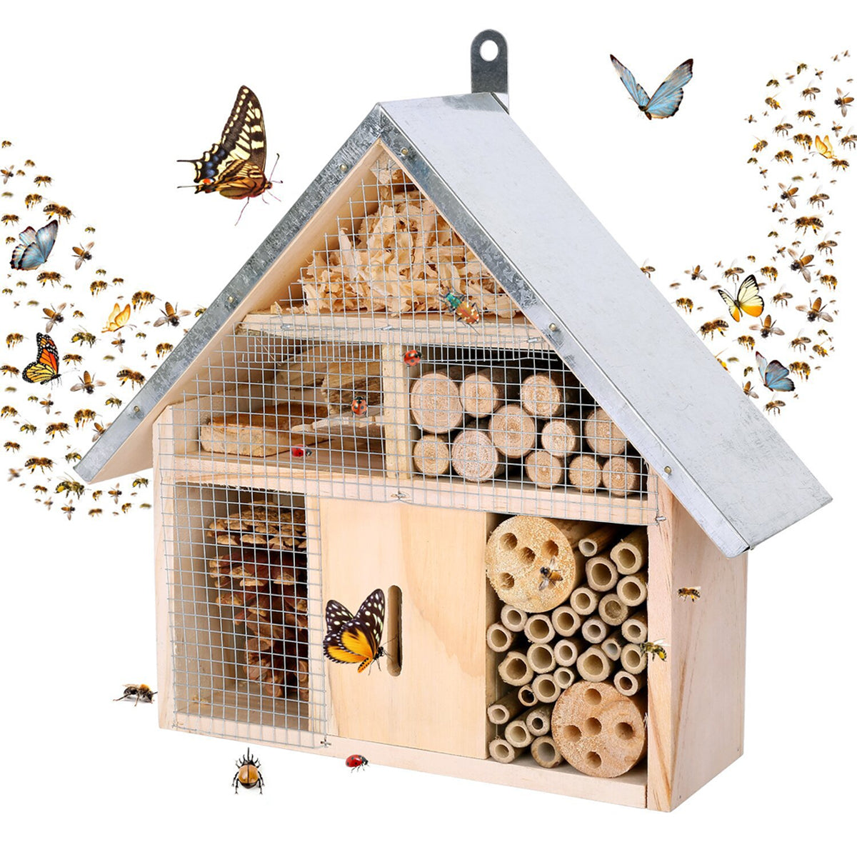 Wooden Insect House Garden Habitat Observation Eco Friendly Insect Attraction