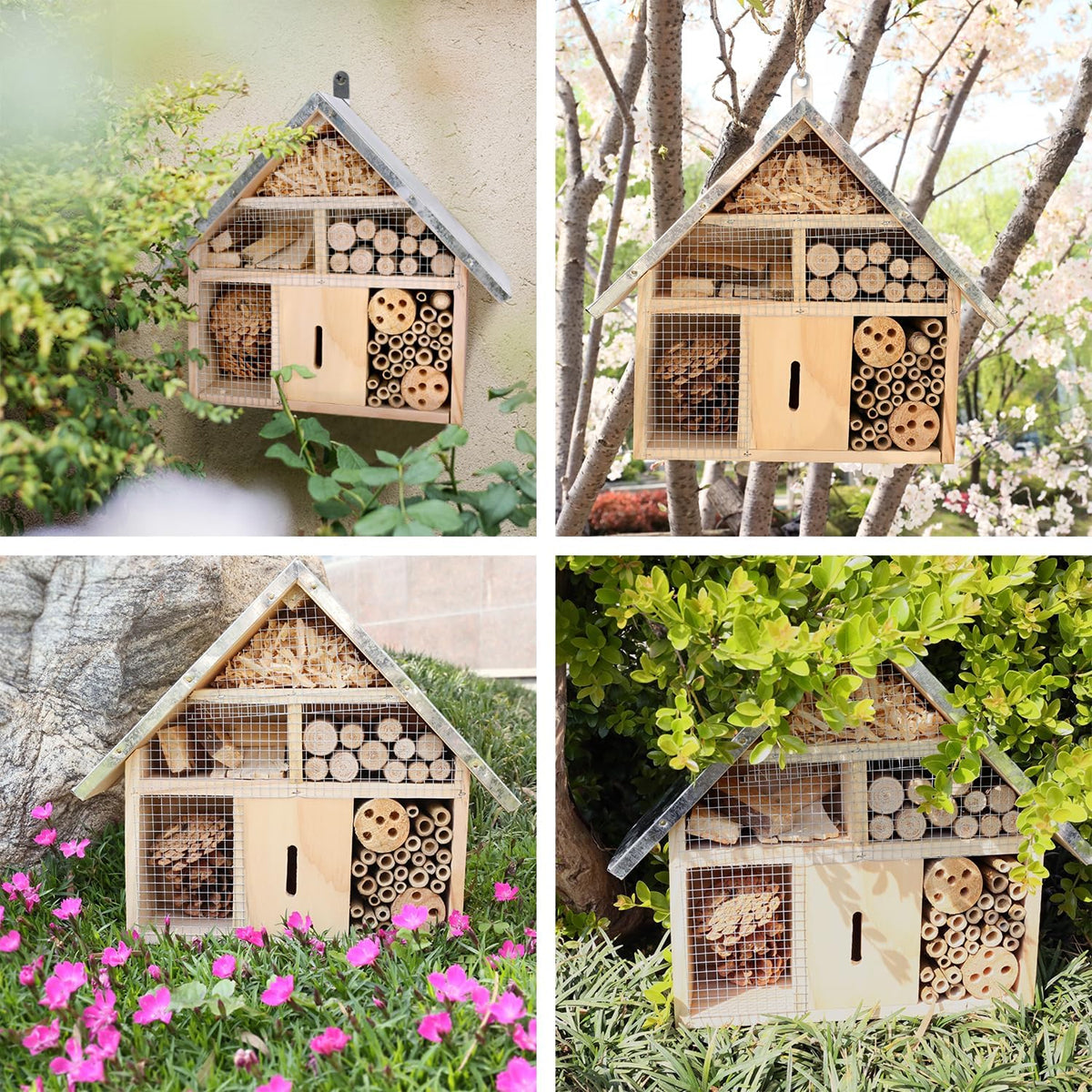 Wooden Insect House Garden Habitat Observation Eco Friendly Insect Attraction