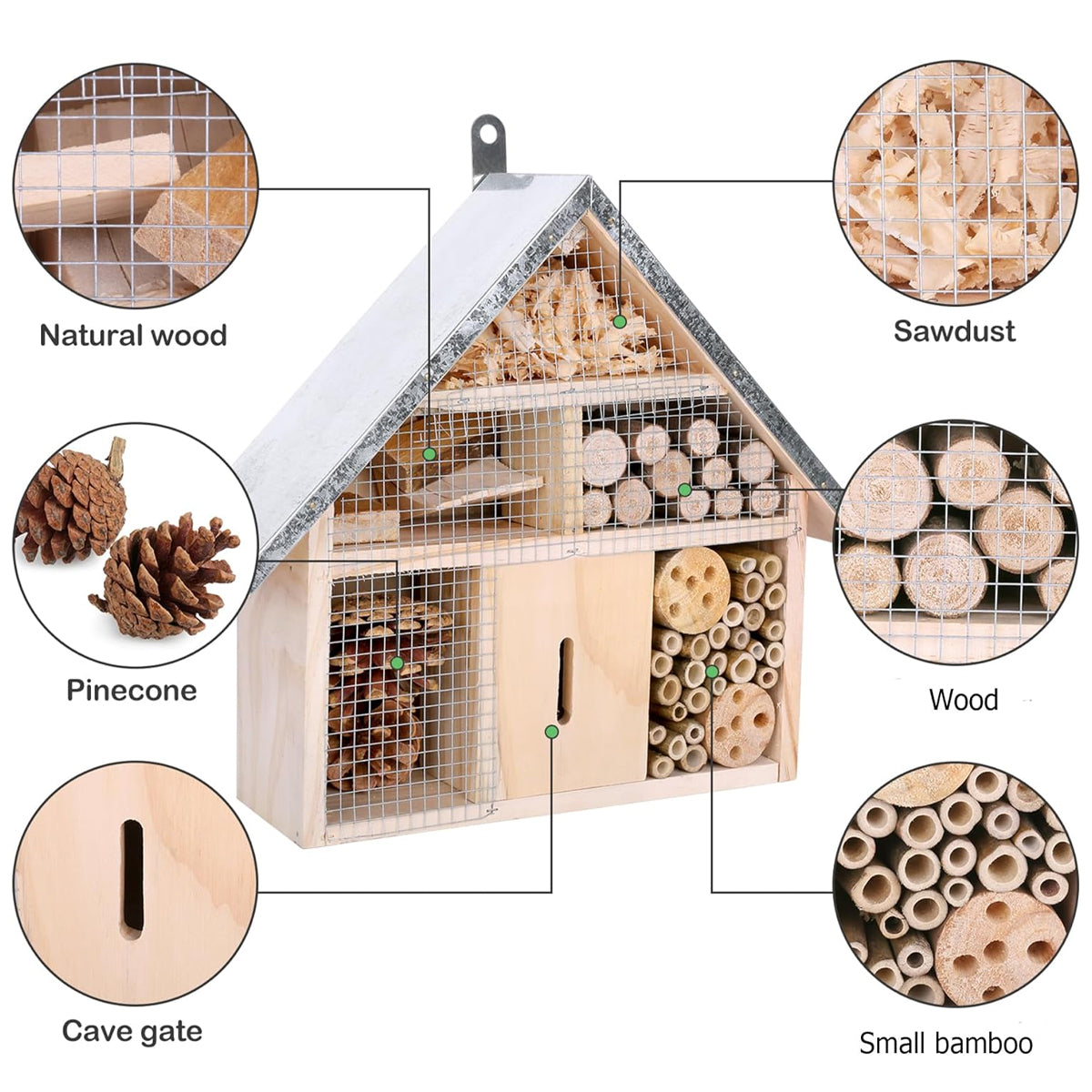 Wooden Insect House Garden Habitat Observation Eco Friendly Insect Attraction