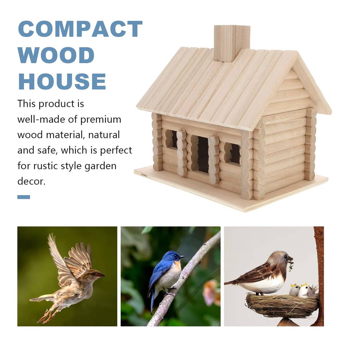 Wooden Bird Nest Outdoor Natural Bird House