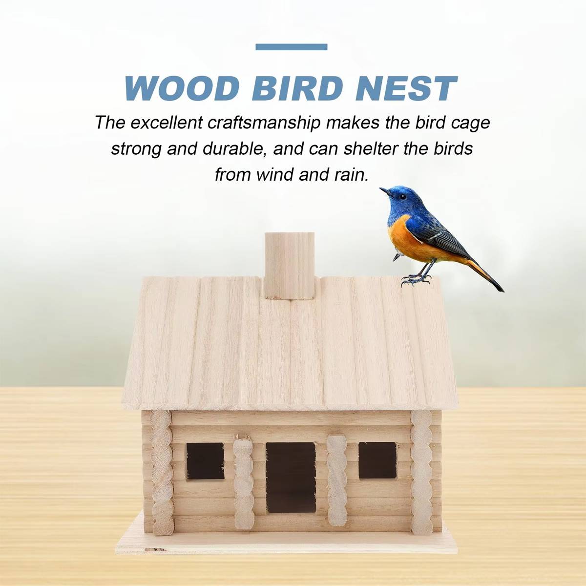 Wooden Bird Nest Outdoor Natural Bird House