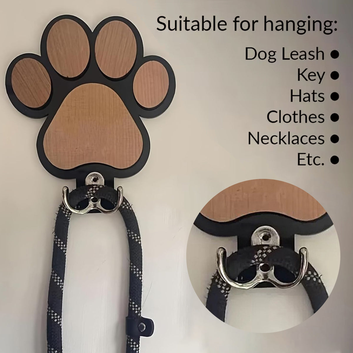 Pet Leash Wall Hook - Dog Rope Storage Hook for Hallways