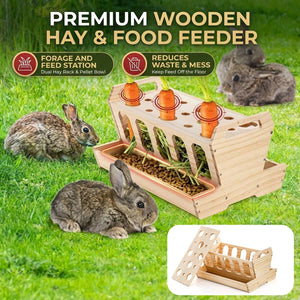 Wooden Rabbit Hutch Feeding Rack Solid Wood Carrot Holder