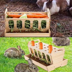 Wooden Rabbit Hutch Feeding Rack Solid Wood Carrot Holder