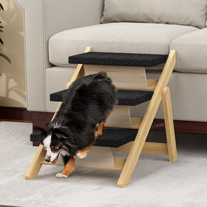 Wooden Pet Stairs Foldable Dog Ramp With Non-Slip Steps