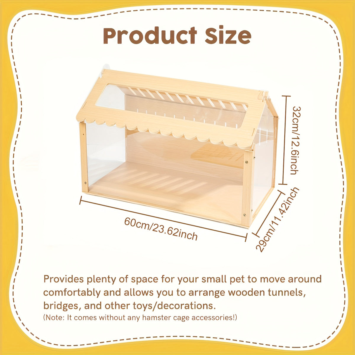 Wooden Transparent Pet Cage Breathable Easy Clean Design
