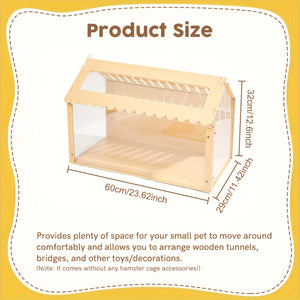 Wooden Transparent Pet Cage Breathable Easy Clean Design