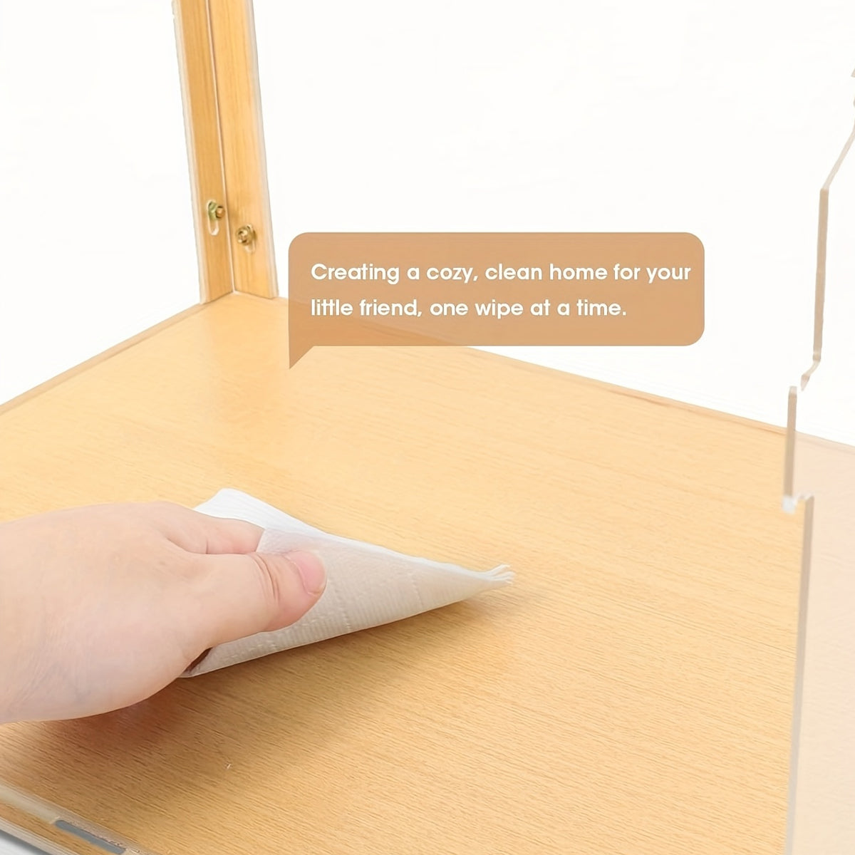 Wooden Transparent Pet Cage Breathable Easy Clean Design