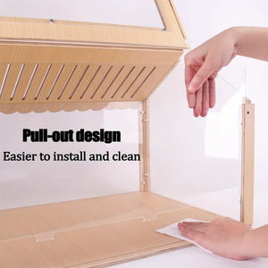 Wooden Transparent Pet Cage Breathable Easy Clean Design