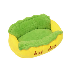 Hot Dog Shape Pet Bed Plush Sofa for Cats & Small Dogs