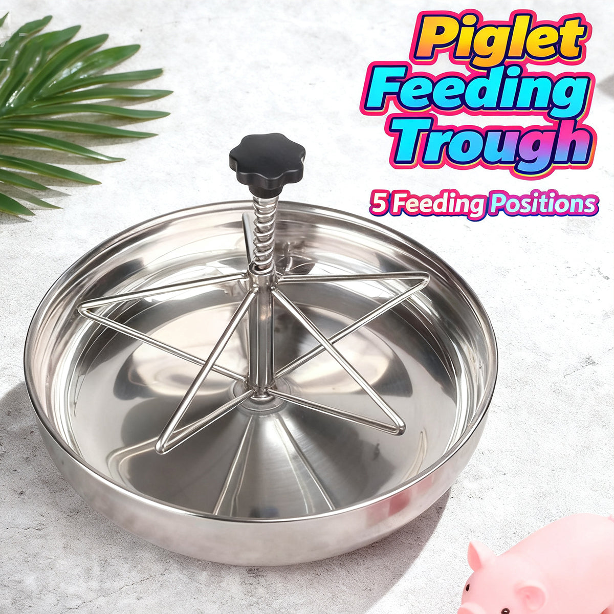 Piglet Feeding Trough Stainless Steel Round Basin Feeder Bowl for Farm Livestock