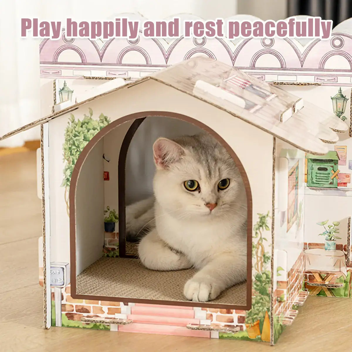Cardboard Cat Scratch House with Roof Cat Scratch Board Sofa