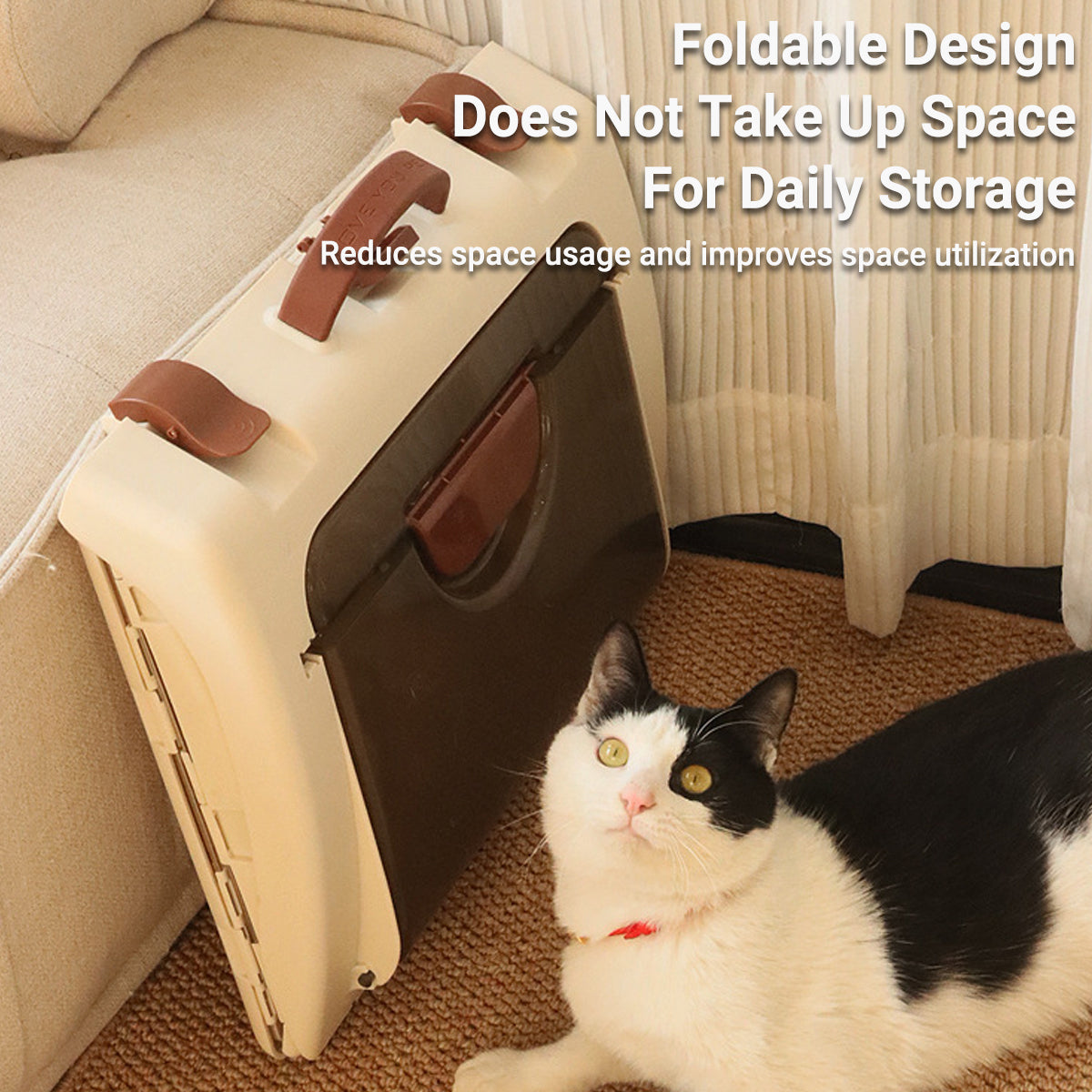 Portable Foldable Cat Carrier Cage Ventilated Travel Crate with Handle