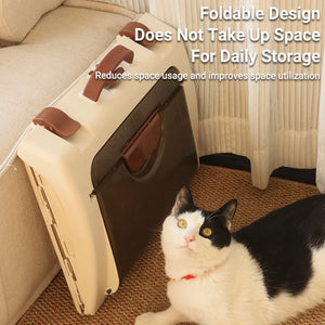 Portable Foldable Cat Carrier Cage Ventilated Travel Crate with Handle