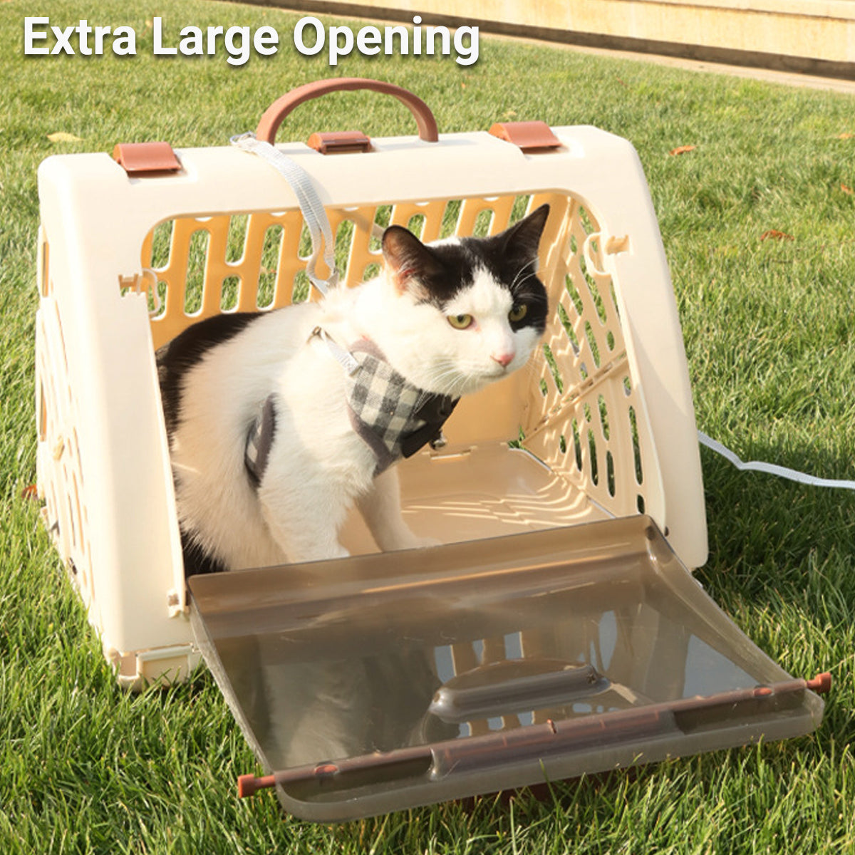 Portable Foldable Cat Carrier Cage Ventilated Travel Crate with Handle